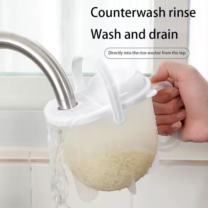 Drainer Clip Rice Washing Sieve Bowl With Lid Filter Smile Strainer Kitchen Gadget