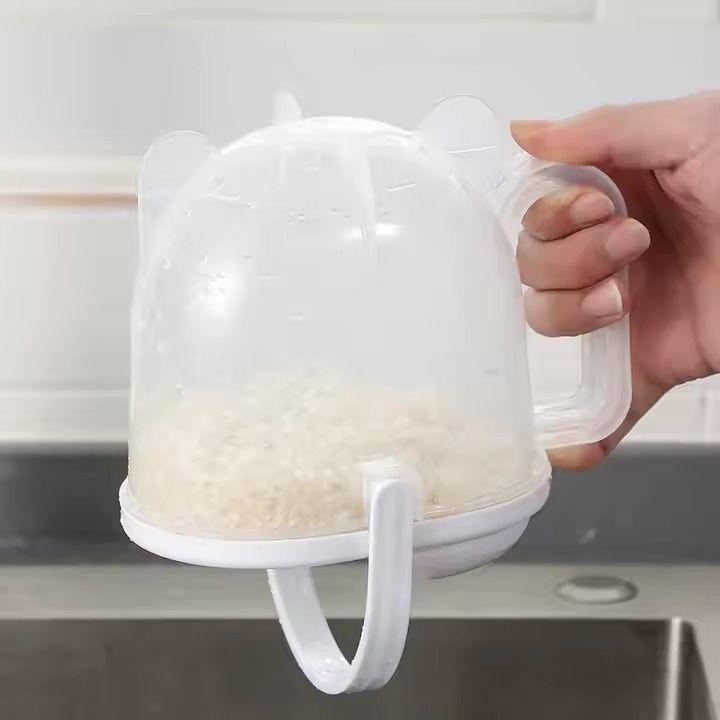Drainer Clip Rice Washing Sieve Bowl With Lid Filter Smile Strainer Kitchen Gadget