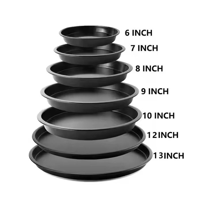 Bakeware Black Round Thickened Non-Stick Metal Carbon Steel Deep Dish Baking Mold Tray Pizza Pan