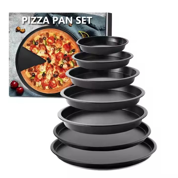 Bakeware Black Round Thickened Non-Stick Metal Carbon Steel Deep Dish Baking Mold Tray Pizza Pan