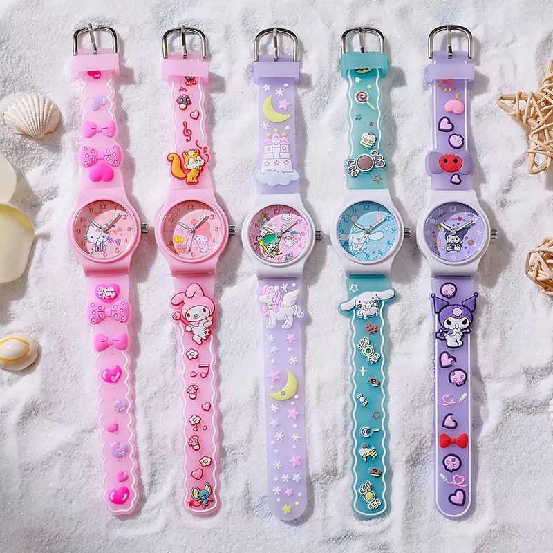 Cartoon Wrist Watch Cinnamoroll Quartz Watchband Cute Cat Waterproof Watch Kuromi Clock Smart Watch Girl Gift Kid Anime Toy