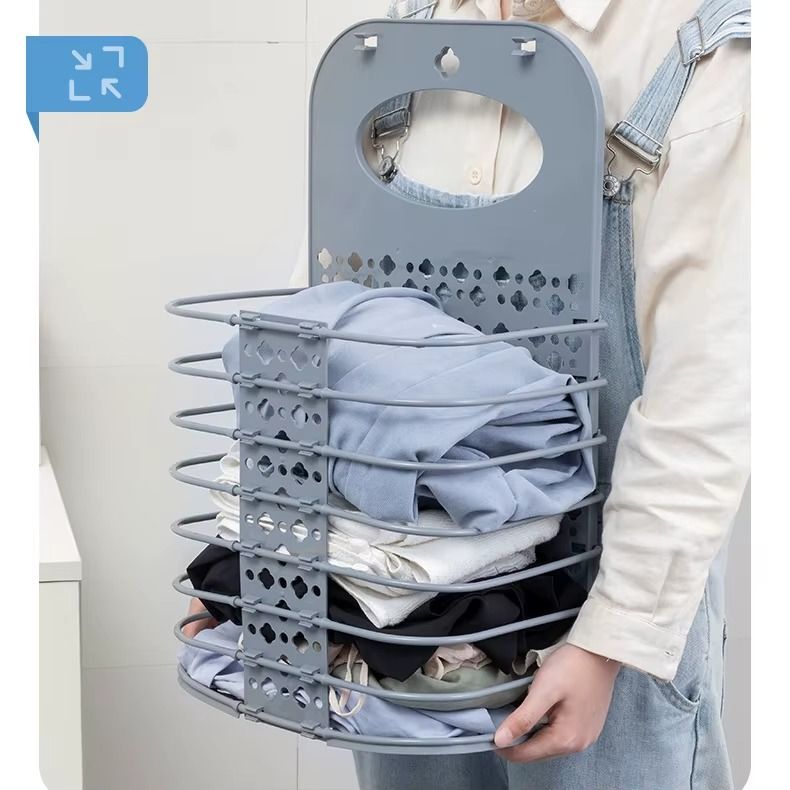 Wall Hanging Nail Free Collapsible Dirty Clothes Basket Portable Clothes Storage Basket