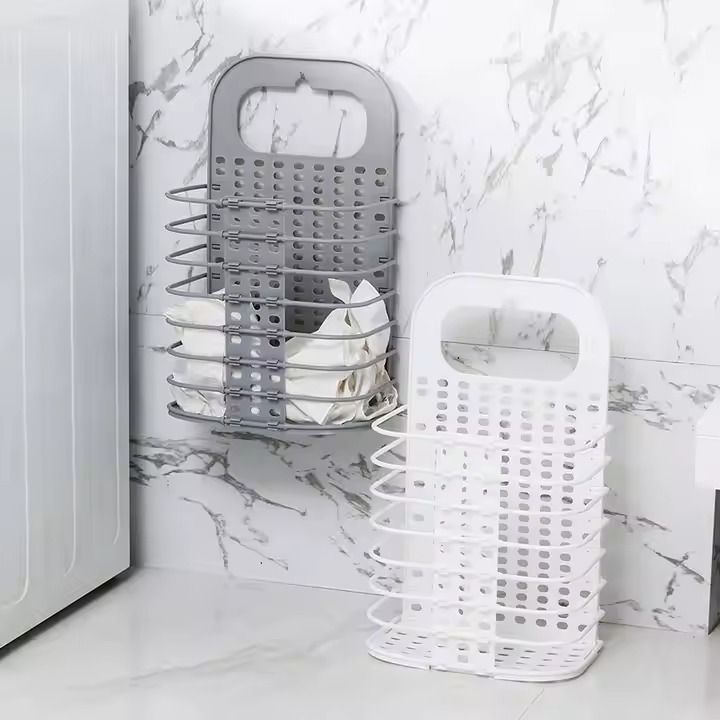 Wall Hanging Nail Free Collapsible Dirty Clothes Basket Portable Clothes Storage Basket