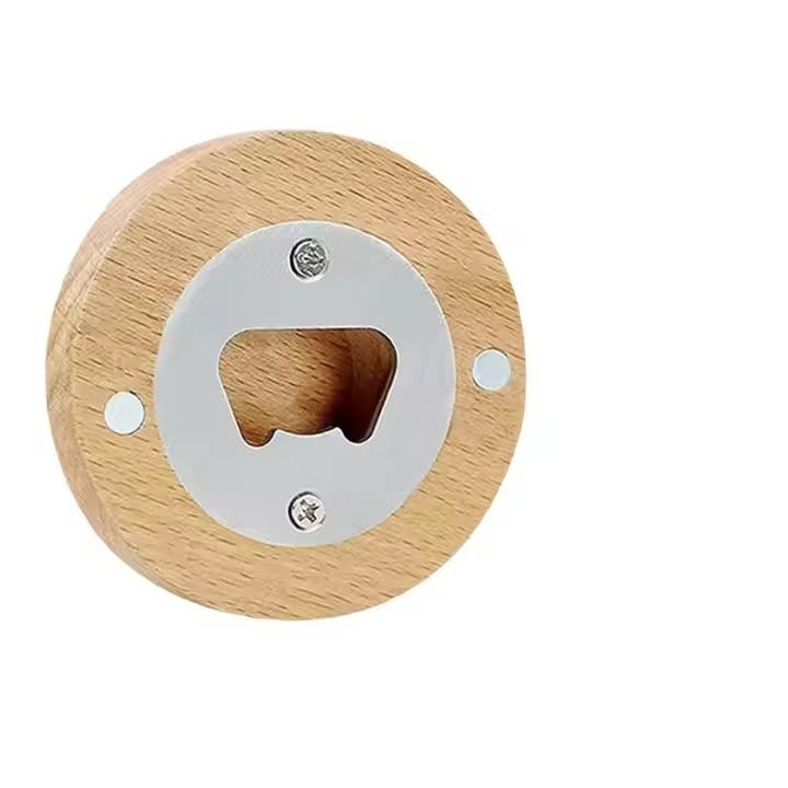 Wooden Bottle Opener Magnetic Suction Sticker Refrigerator Sticker Screwdriver Stainless Steel