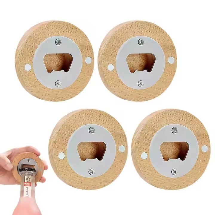 Wooden Bottle Opener Magnetic Suction Sticker Refrigerator Sticker Screwdriver Stainless Steel