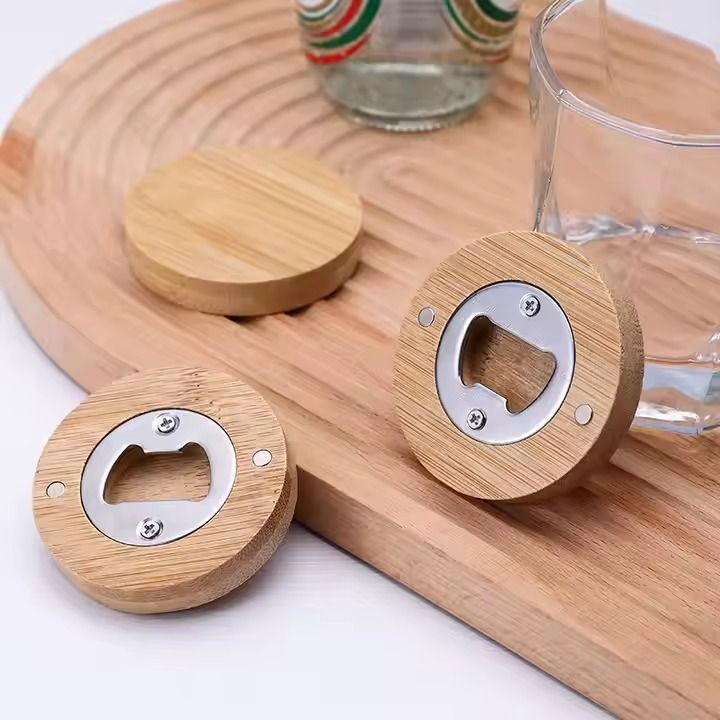 Wooden Bottle Opener Magnetic Suction Sticker Refrigerator Sticker Screwdriver Stainless Steel