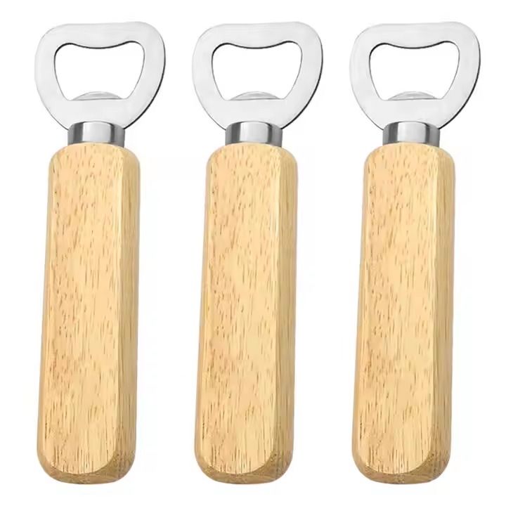 Wooden Bottle Opener Magnetic Suction Sticker Refrigerator Sticker Screwdriver Stainless Steel