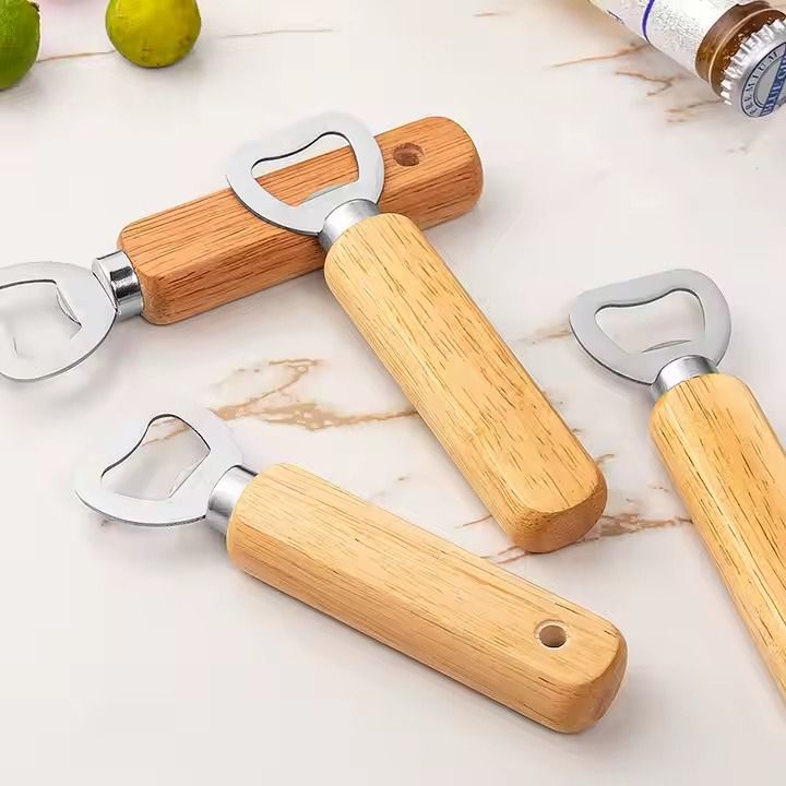 Wooden Bottle Opener Magnetic Suction Sticker Refrigerator Sticker Screwdriver Stainless Steel