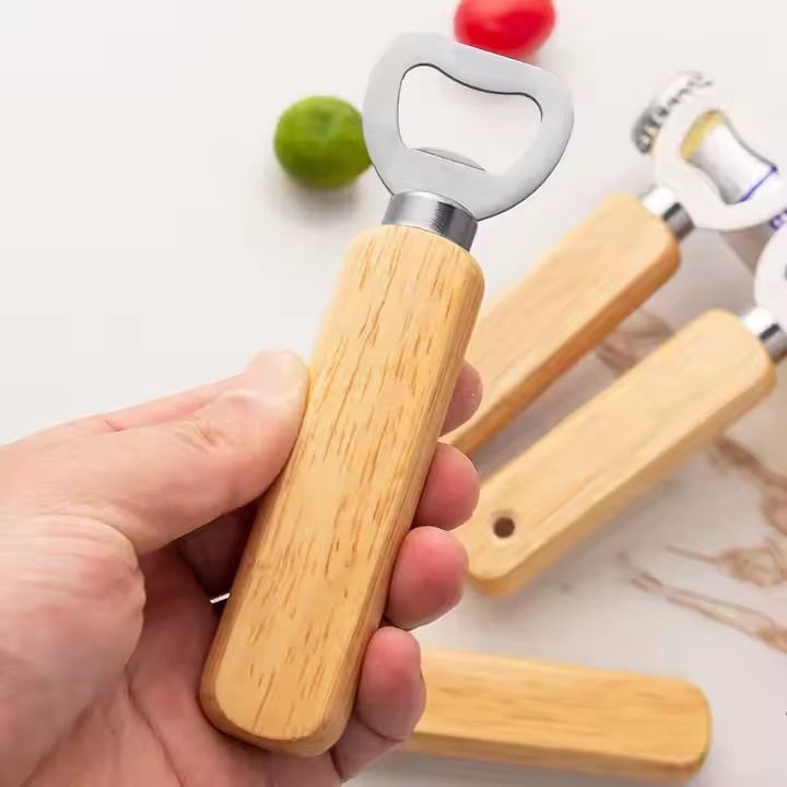 Wooden Bottle Opener Magnetic Suction Sticker Refrigerator Sticker Screwdriver Stainless Steel