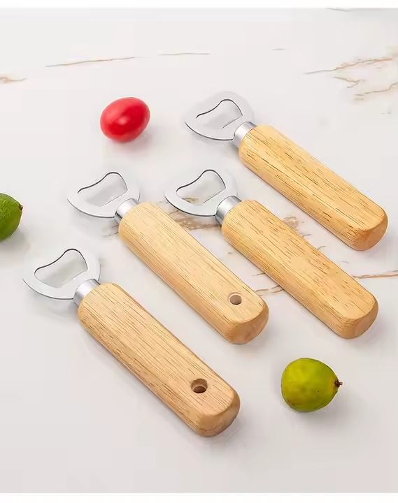 Wooden Bottle Opener Magnetic Suction Sticker Refrigerator Sticker Screwdriver Stainless Steel