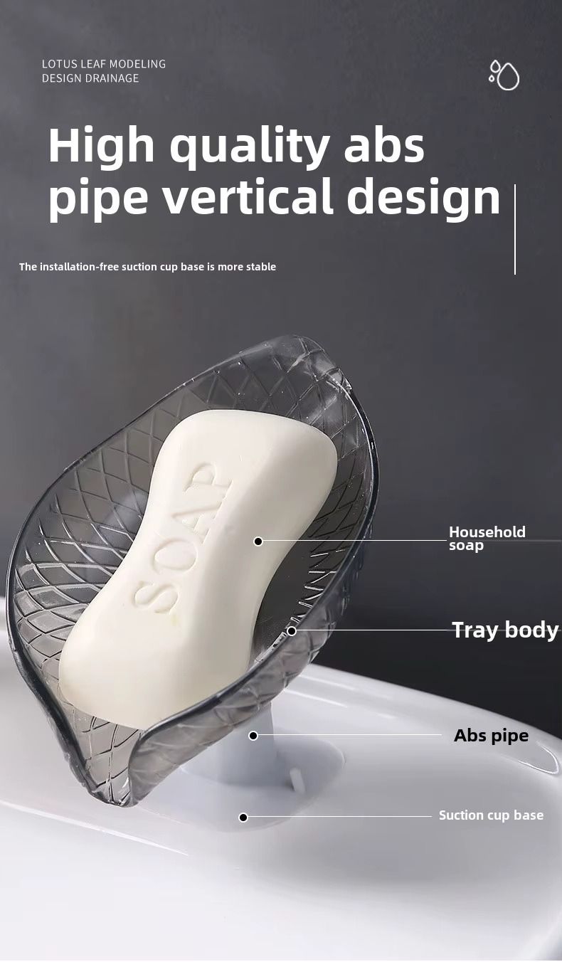 New Leaf-Shaped Wall-Mounted Soap Tray No-Drill Suction Cup Drainage for Home Usage Soap Dish for Kitchen Bathroom