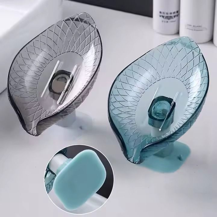 New Leaf-Shaped Wall-Mounted Soap Tray No-Drill Suction Cup Drainage for Home Usage Soap Dish for Kitchen Bathroom