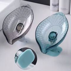 New Leaf-Shaped Wall-Mounted Soap Tray No-Drill Suction Cup Drainage for Home Usage Soap Dish for Kitchen Bathroom