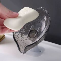 New Leaf-Shaped Wall-Mounted Soap Tray No-Drill Suction Cup Drainage for Home Usage Soap Dish for Kitchen Bathroom