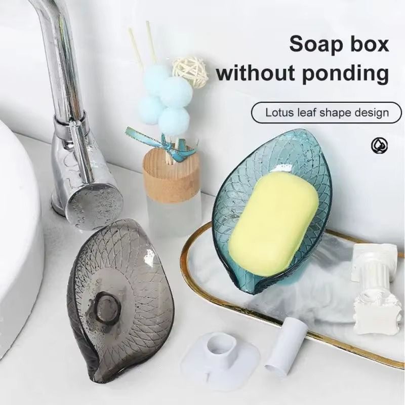 New Leaf-Shaped Wall-Mounted Soap Tray No-Drill Suction Cup Drainage for Home Usage Soap Dish for Kitchen Bathroom
