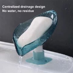 New Leaf-Shaped Wall-Mounted Soap Tray No-Drill Suction Cup Drainage for Home Usage Soap Dish for Kitchen Bathroom