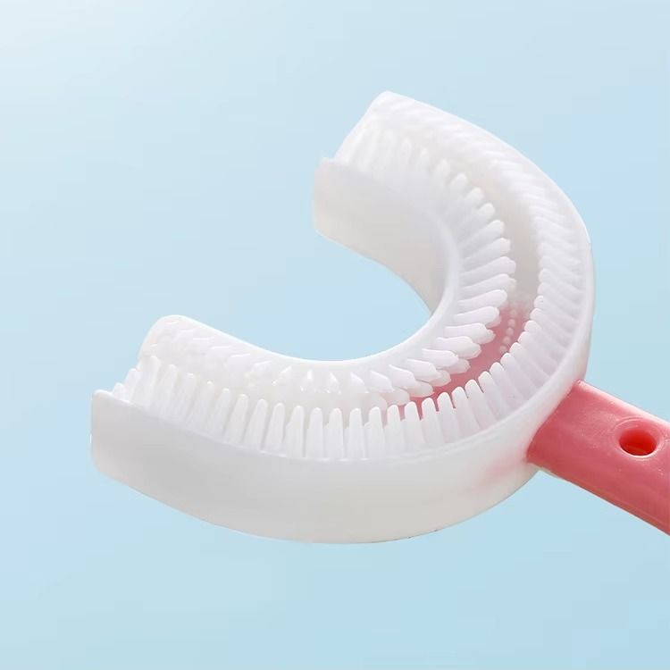 Kids Toothbrush U-Shape Cartoon Animal Infant Toothbrush With Handle Silicone Oral Care Cleaning Brush for Toddlers Ages 2-12