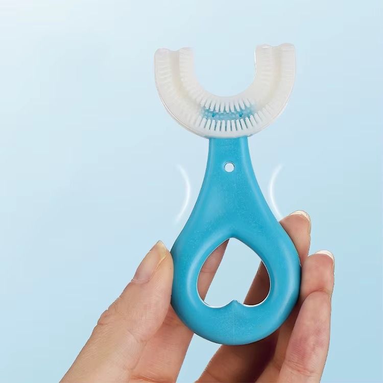 Kids Toothbrush U-Shape Cartoon Animal Infant Toothbrush With Handle Silicone Oral Care Cleaning Brush for Toddlers Ages 2-12