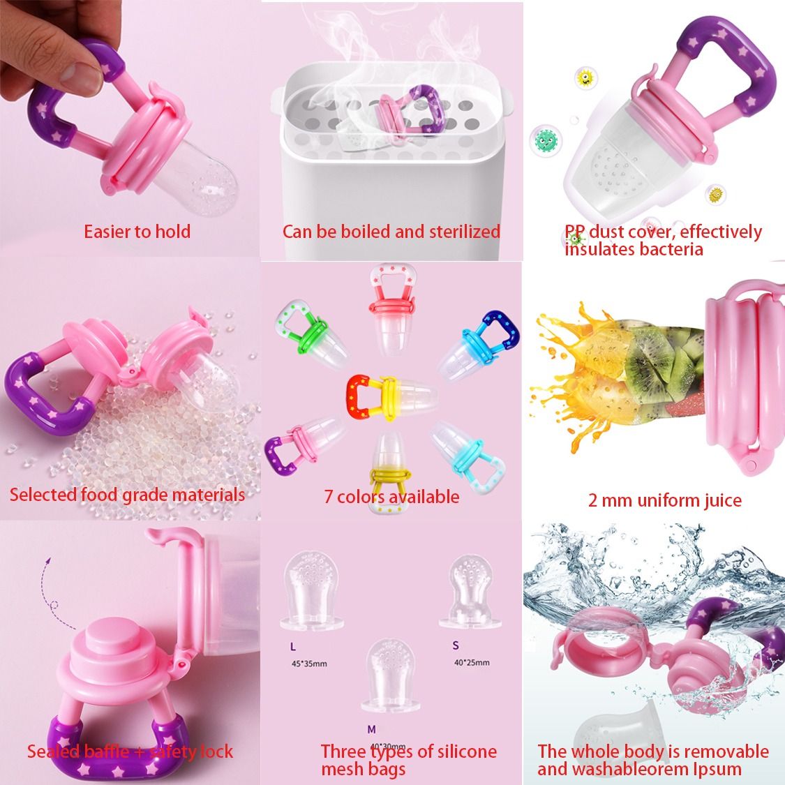 Baby Food Feeder Fruit Feeder Pacifier Infant Teething Toy Teether Includes Additional Silicone