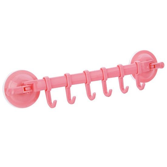 Household Sundries Strong Suction Cup 6 Hooks Plastic Bathroom Corner Towel Hanger Kitchen Hook Storage Suction Wall Hook