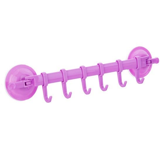 Household Sundries Strong Suction Cup 6 Hooks Plastic Bathroom Corner Towel Hanger Kitchen Hook Storage Suction Wall Hook