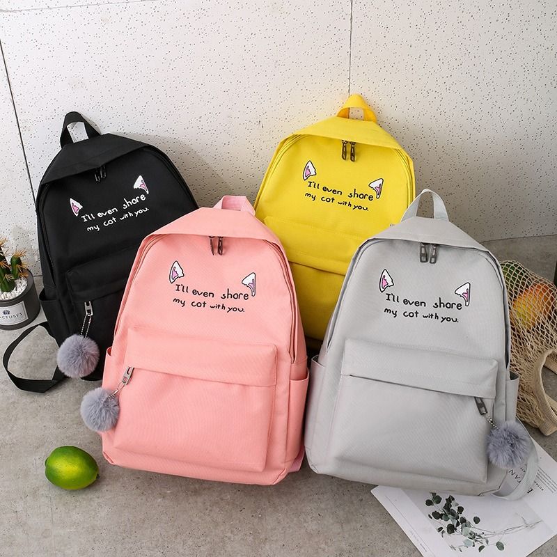 4-piece Canvas Polyester Cartoon Set Backpack School Bag Student