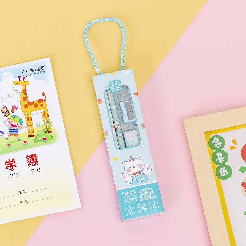 New Kindergarten School Start Prizes Portable Stationery Set Gift Box Student Children's Birthday Gift Stationery Five-piece Set