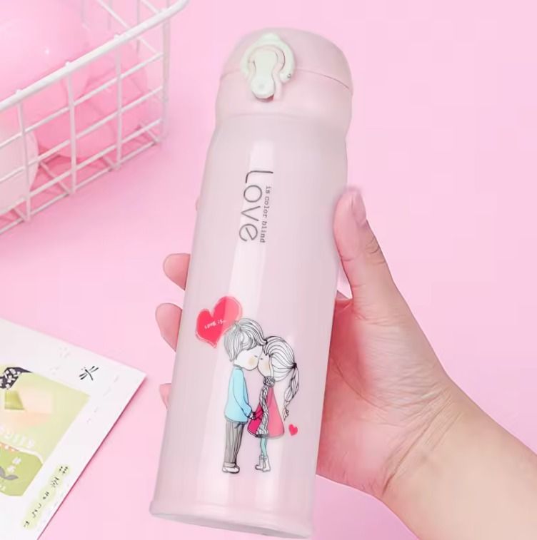 Colorful Creative Double Wall Glass Water Bottle with Printing for Camping Tours Lovers