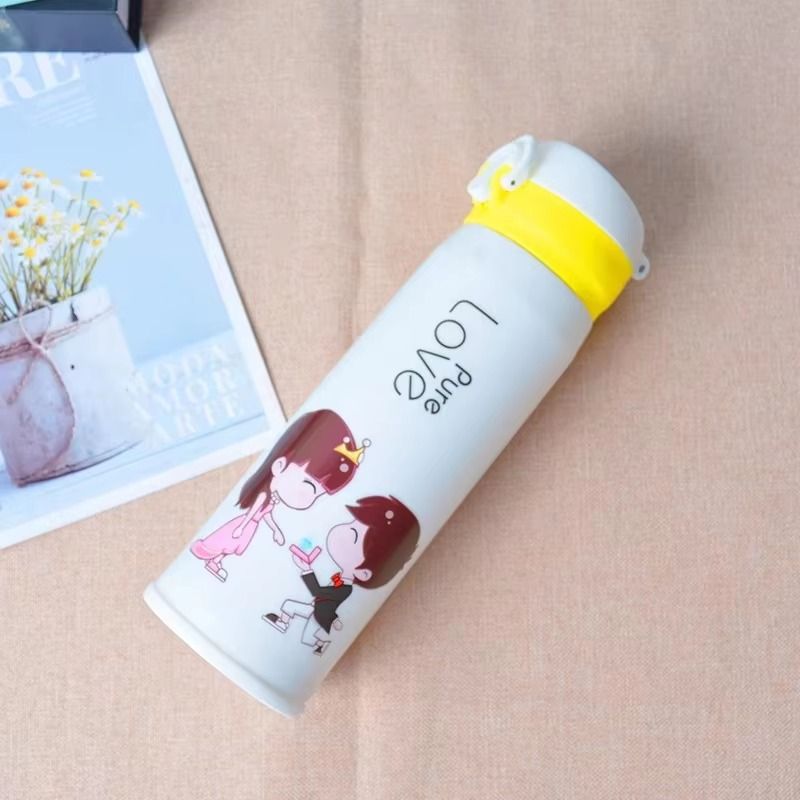 Colorful Creative Double Wall Glass Water Bottle with Printing for Camping Tours Lovers