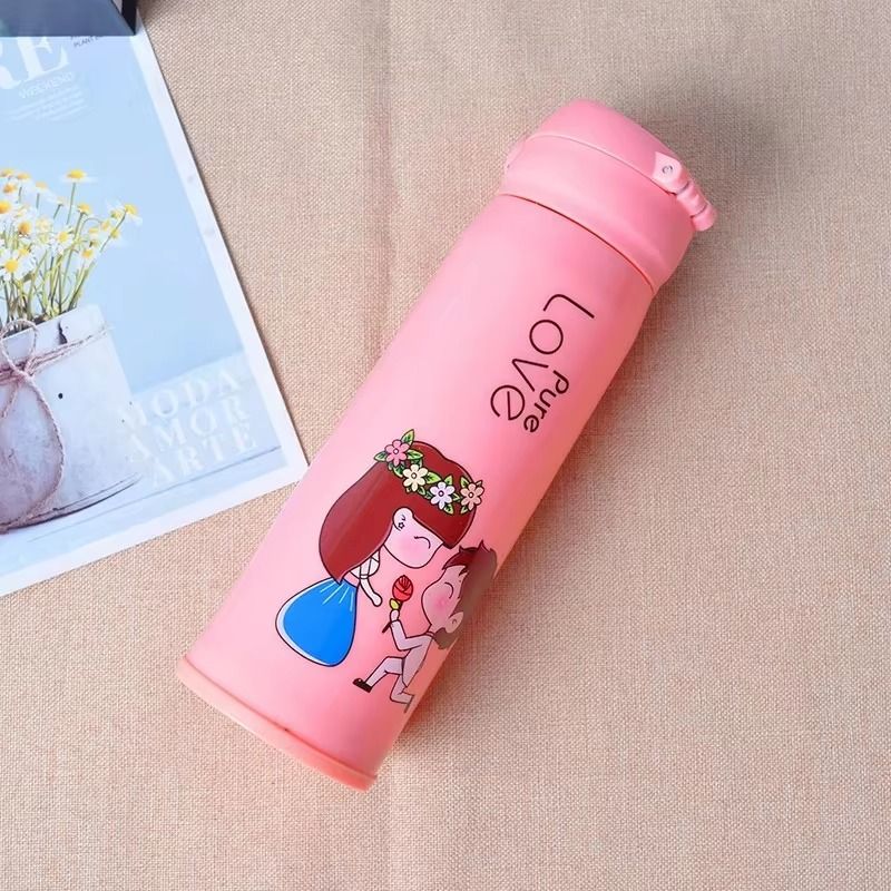 Colorful Creative Double Wall Glass Water Bottle with Printing for Camping Tours Lovers
