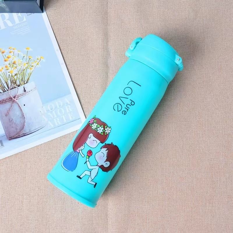 Colorful Creative Double Wall Glass Water Bottle with Printing for Camping Tours Lovers