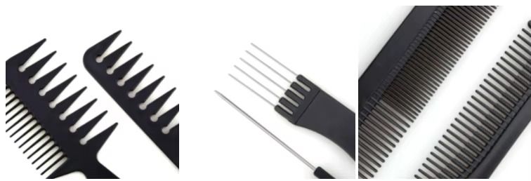 10pcs Hair Comb Set, Professional Salon Hair Styling Barber Combs Kit For Men And Women Plastic Fine And Wide Tooth Hair Combs Black