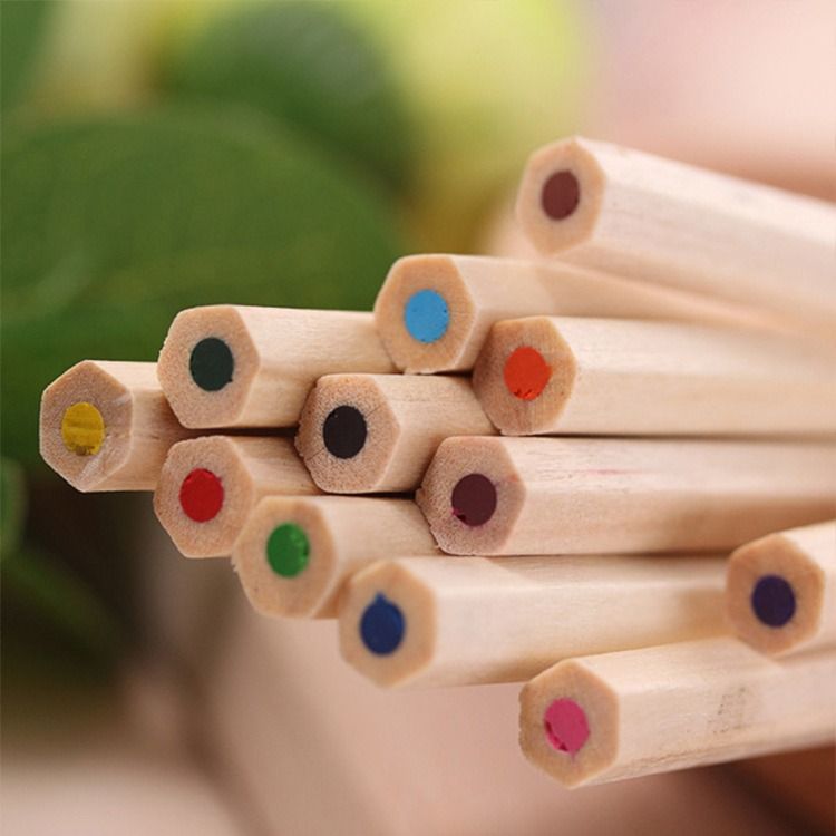 Color Pencil Kids 12 Colors Set Pack Wooden Stationery Multi Kawaii Professional Art Pencils Kit Set