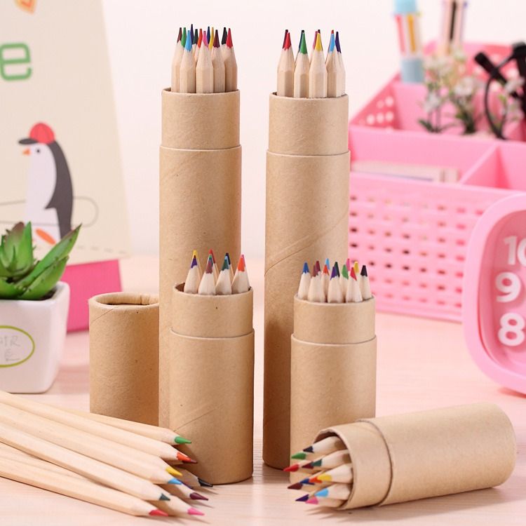 Color Pencil Kids 12 Colors Set Pack Wooden Stationery Multi Kawaii Professional Art Pencils Kit Set