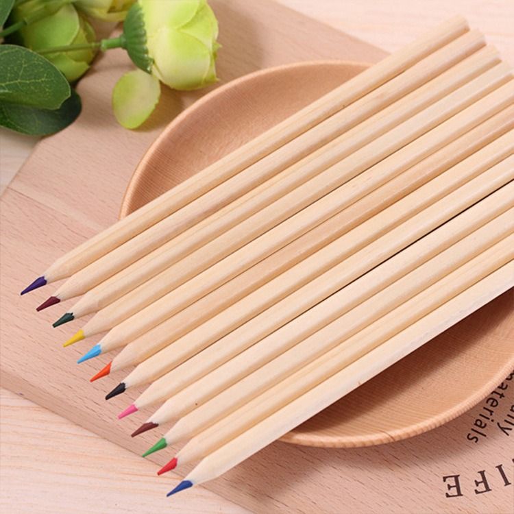 Color Pencil Kids 12 Colors Set Pack Wooden Stationery Multi Kawaii Professional Art Pencils Kit Set