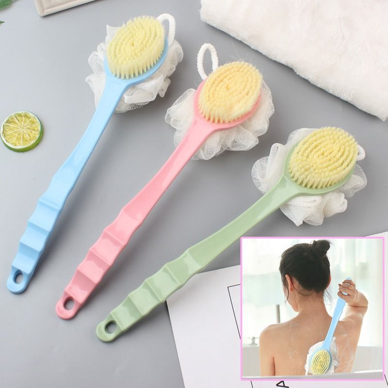 Double Face Sponge Mesh Long Handle Skin Friendly Exfoliate Shower Popular Bath Brush