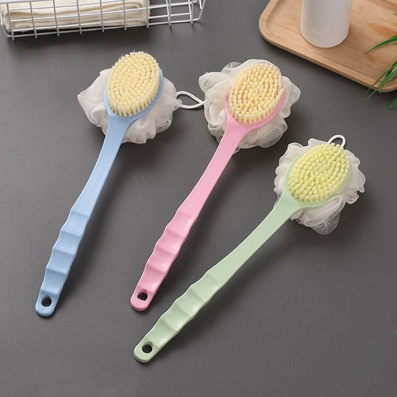 Double Face Sponge Mesh Long Handle Skin Friendly Exfoliate Shower Popular Bath Brush
