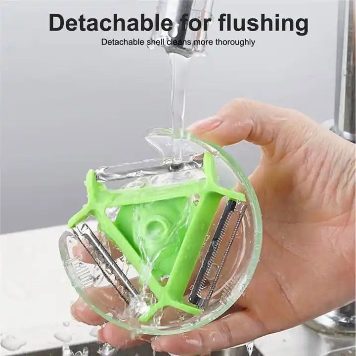3 in 1 Rotary Round Vegetable Fruit Peeler Tool Multi- Functional Magic Trio Fruit Peeler With Stainless Steel Blade