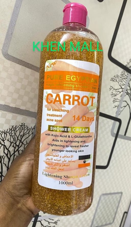 Pure Egyptian Magic Whitening Shower Cream Carrot  Whitens Treats acne Removes Dirt & Dead Cells Removes Black Spots Produce more Collagen Prevents Dry Damaged Aging & Stressed Skin Uneven Skin Tone