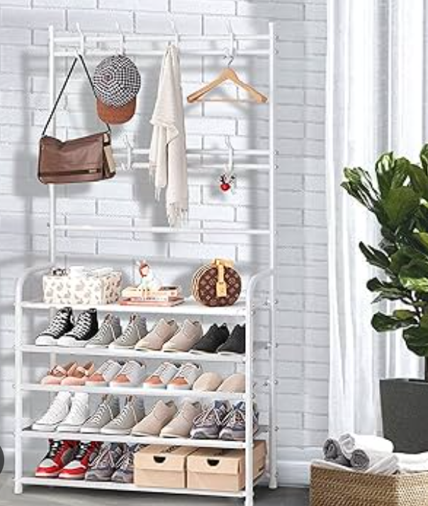 BEST OFFER! 5-Layer Assembled Shoe Rack Floor Coat,Hat Rack Intergrated Bedroom Living room Bathroom Hanger Hall Rack Maximize space,Easier retrival,Prevent loss & Damage of Shoes Preseve Shoe Quality