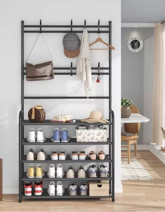 BEST OFFER! 5-Layer Assembled Shoe Rack Floor Coat,Hat Rack Intergrated Bedroom Living room Bathroom Hanger Hall Rack Maximize space,Easier retrival,Prevent loss & Damage of Shoes Preseve Shoe Quality