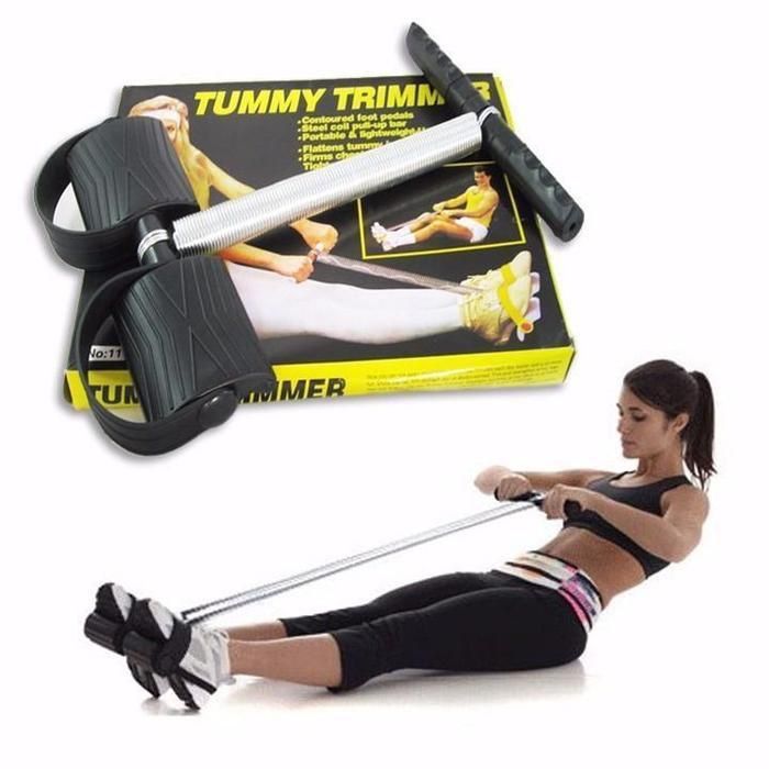 Exclusive Offer !! Original Tummy trimmer + ABS ROLLER with mat + skipping rope Tummy Trimmer Portable Belly Slimming Foot Pedal Abdomen Leg Exerciser Elastic Sit Up Abdomen Gym
