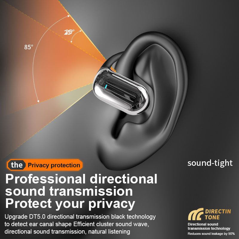 YYK-Q16S Wireless Open-Ear Hook Earphones with Deep Bass, Silicone, Noise-Cancelling, Long Battery Life, Digital Display Charging Indicator, Ideal for Running and Sports