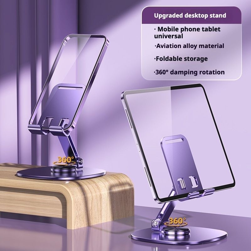 Metal Rotating Phone Tablet Desktop Stand Foldable Storage 360° Rotation