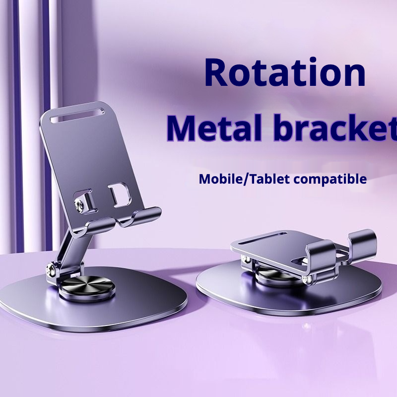 Metal Rotating Phone Tablet Desktop Stand Foldable Storage 360° Rotation