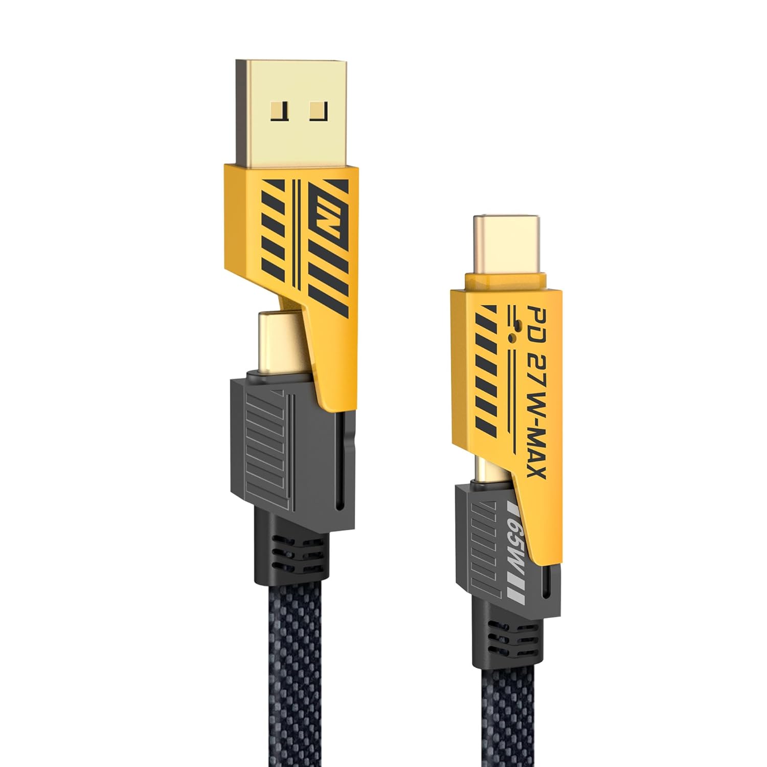 65W + 27W Mecha-Style 4-in-1 Nylon Braided Cable, Fully Compatible