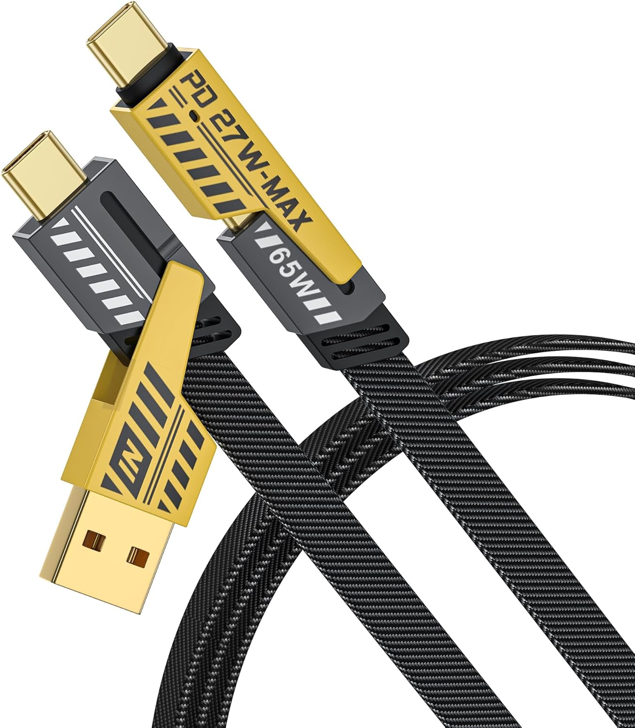 65W + 27W Mecha-Style 4-in-1 Nylon Braided Cable, Fully Compatible
