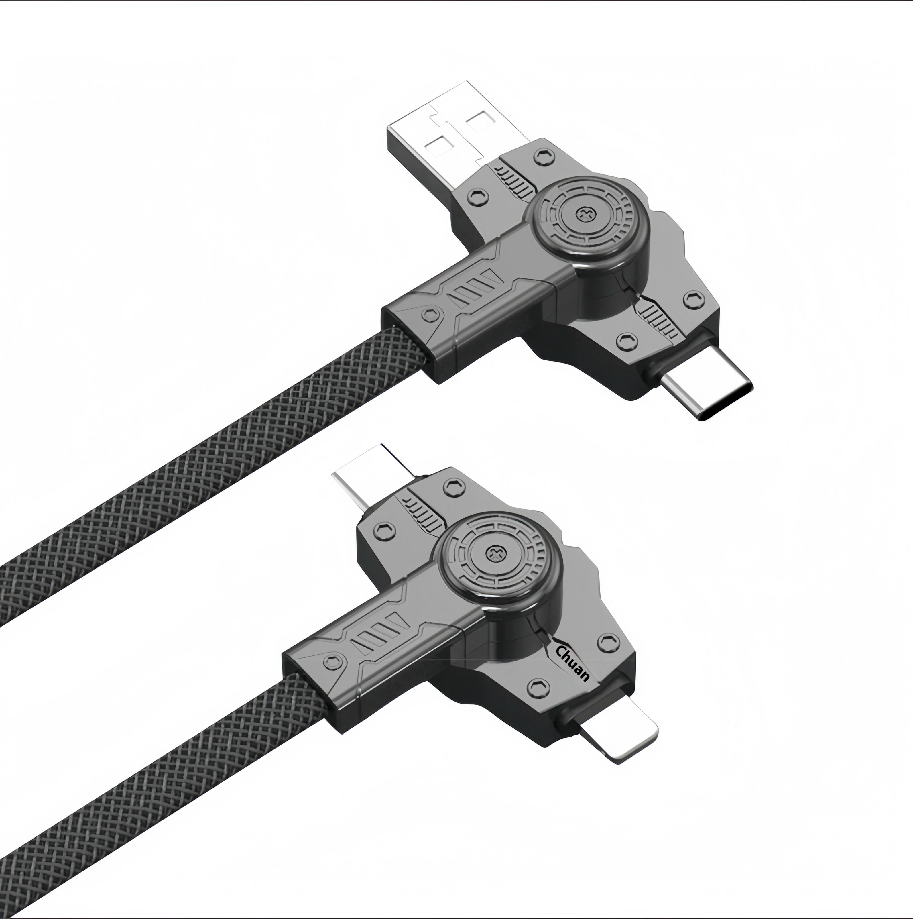 720° Rotating 65W+PD 27W 4-in-1 Fast Charging Cable