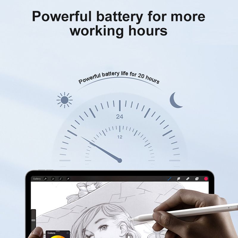 JD18-P iPad Stylus - Tilt Sensitivity, Palm Rejection, Quick Note, and 8-Hour Battery for iPads (2018+)