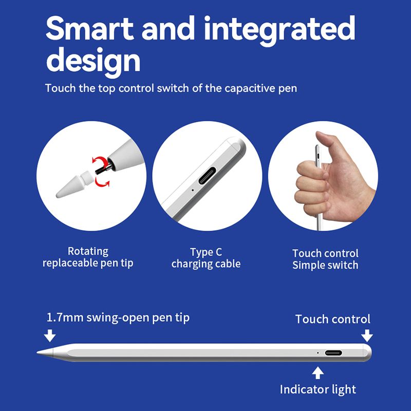 JD18-P iPad Stylus - Tilt Sensitivity, Palm Rejection, Quick Note, and 8-Hour Battery for iPads (2018+)